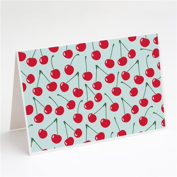 Carolines Treasures Carolines Treasures BB5148GCA7P Cherries on Blue Greeting Cards & Envelopes - Pack of 8 BB5148GCA7P - main